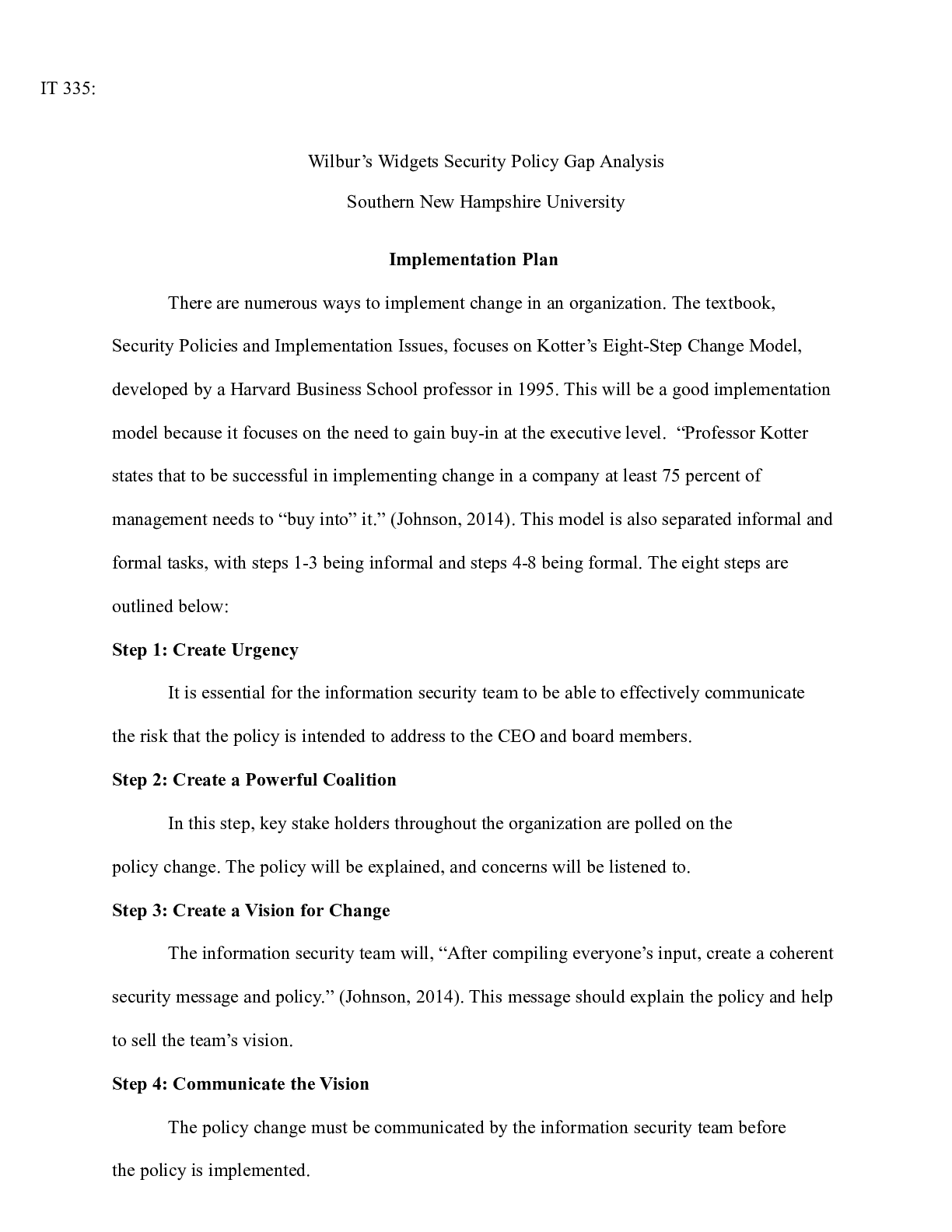Preview image for IT 335 Milestone 3|  IT 335:   Wilbur™s Widgets Security Policy Gap Analysis  Southern